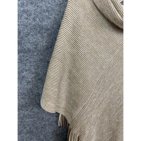 Chico's Cozy Cowlneck Poncho Sweater Women's One Size Fringe Western Boho Knit - Picture 7 of 13